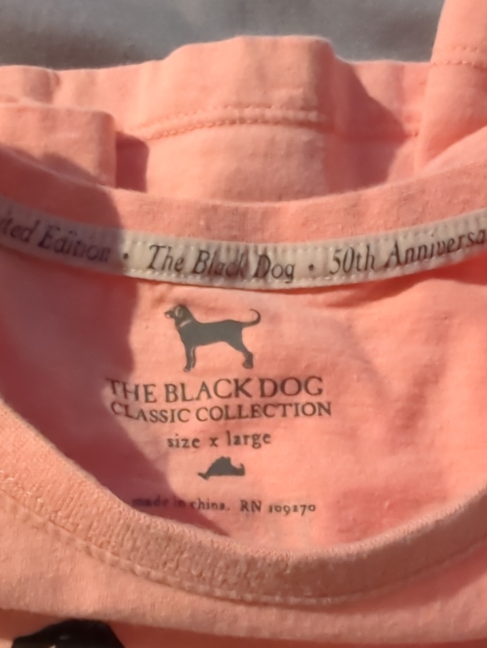 The Black Dog Peach Colored Tee with Black Dog Graphic- 50th anniversary Limited - Picture 2 of 5